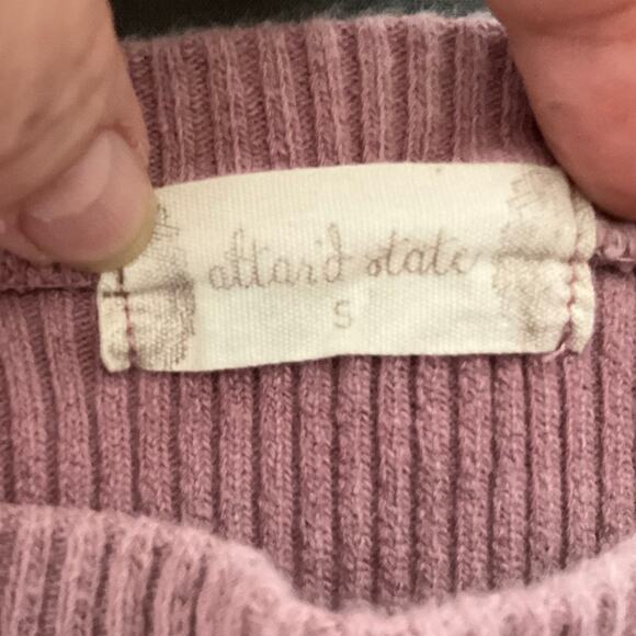 Altar’d State Size Small Knit Long Sleeve Crew Neck Scoop Ombré Pink Crop Top - Picture 4 of 6